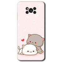 MRCİLETİSİM Poco x3 Pro Kılıf Kapak - Kedi Aşkı +Hayalet Ekran Yandan Gözükmez