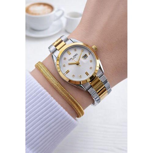 Tom Jones Çelik Kordon 2 Yıl Garantili 3 Atm Suya Dayanıklı Kadın Kol Saati+Bileklik BTJ.10057.3