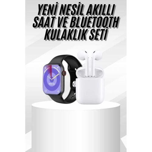 Yeni Nesil Akıllı Saat Ve Kulaklık Seti Gümüş Kasa Zarif Tasarım Çok Fonksiyonlu