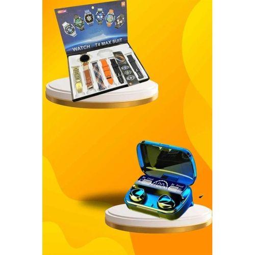 Ucuz Kaliteli Yeni Nesil 7 Kordonlu Akıllı Saat Ve Kablosuz Bluetooth Kulaklık Anc Özelliği