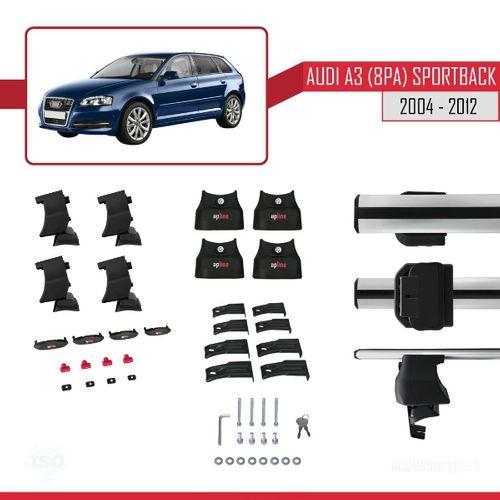 Audi A3 (8PA) Sportback 2004-2012 Arası ile uyumlu ACE-4 Ara Atkı Tavan Barı GRİ
