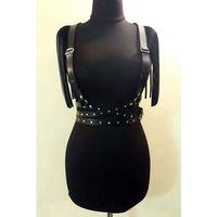 Omuzları Püskül Detaylı Deri Kemer, Askılı Püsküllü Deri Harness - Brf1004