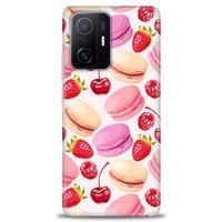 Xiaomi Mi 11T Pro Kılıf HD Baskılı Kılıf - Makaron ve Çilekler + Tam Ekran Koruyucu