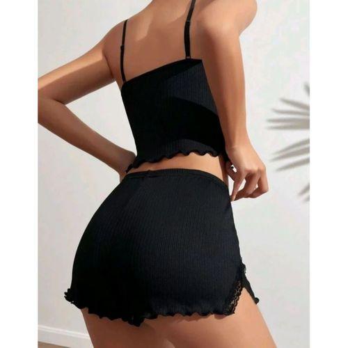 Kadın Siyah Şortlu Gecelik Takım 6639