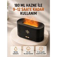 180 Ml Alev Efektli Aroma Difüzörü Ultrasonik Buharlı Aromaterapi Cihazı