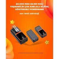 Powerbank 20000 Mah | 22.5w Hızlı Şarj, Dahili Kablolu, Lcd Ekranlı Şarj Cihazı