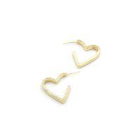 Taşlı Kalp Küpe - 14K Altın