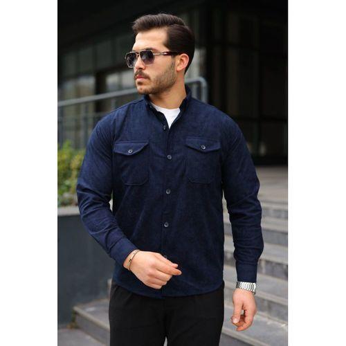 Erkek Uzun Kollu Cepli Kadife Gömlek