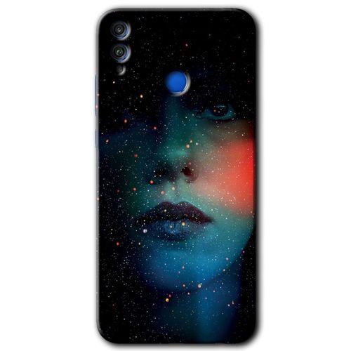 MRCİLETİSİM Honor 8x Kılıf HD Desen Baskılı Arka Kapak + Temperli Cam - Karanlık Kadın