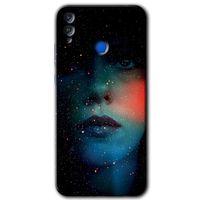 MRCİLETİSİM Honor 8x Kılıf HD Desen Baskılı Arka Kapak + Temperli Cam - Karanlık Kadın