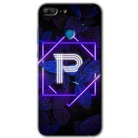 Honor 9 Lite Kılıf HD Desen Baskılı Arka Kapak - Dark Neon Yaprak P Harfi