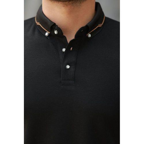 Erkek Düğmeli Yaka Waffle Kumaş Kısa Kollu Tişört