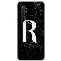 Potkal Hediye Fabrikası Xiaomi Mi Note 10 Lite Kılıf HD Desen Baskılı Arka Kapak - Siyah Mermer Desenli R Harfi