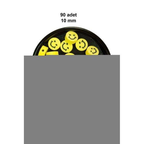 90 Adet 10 mm Polimer Kil Fimo Boncuk Takı Bileklik + 5 Metre Lastikli Misina Hediye - Gülen Yüz Smile