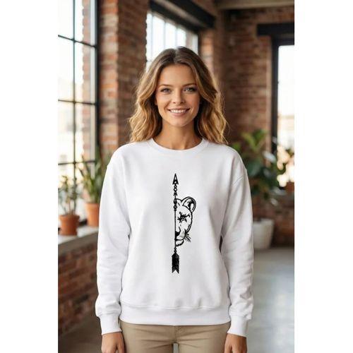 Sevgililer Günü Baskılı Oversize Bisiklet Yaka Sweatshirt - Beyaz