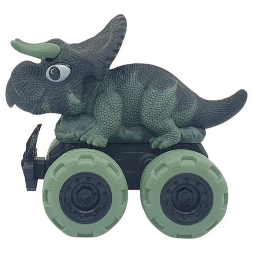 Sürtmeli Dinazor Arabalar 12 cm - H-20 - Triceratops - Yeşil
