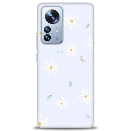 Xiaomi Mi 12 Pro Kılıf HD Baskılı Kılıf - Beyaz Papatyalar + Tam Ekran Koruyucu