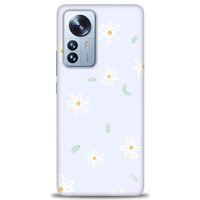 Xiaomi Mi 12 Pro Kılıf HD Baskılı Kılıf - Beyaz Papatyalar + Tam Ekran Koruyucu