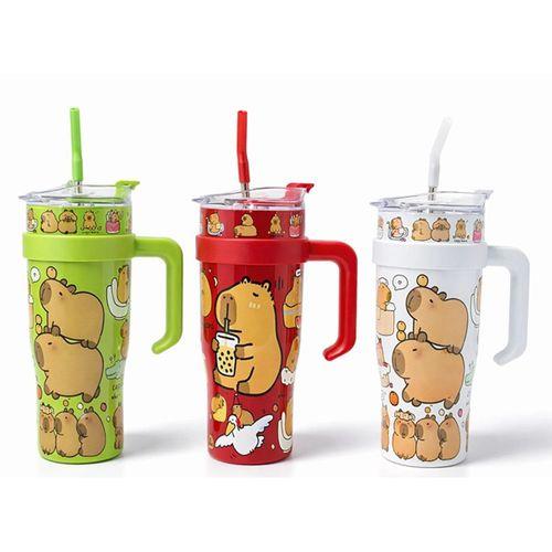 Sevimli Kapibara Pipetli Termos Suluk