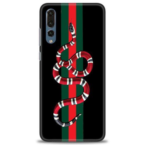 Huawei P20 Pro Kılıf HD Baskılı Kılıf - Kırmızı Yeşil Yılan + Tam Ekran Koruyucu