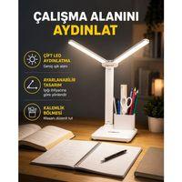 Kısılabilir Led Masa Lambası – Kalemlik Ve Telefon Standlı, Göz Yormayan Işık Yeni Nesil