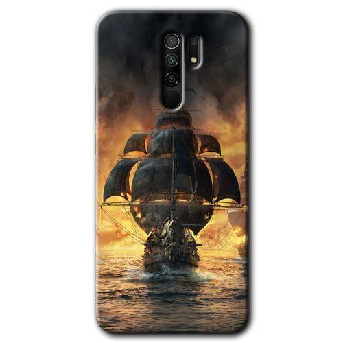 Xiaomi Redmi 9 HD Baskılı Kılıf + 9D Tam Ekran Koruyucu - Siyah İnci