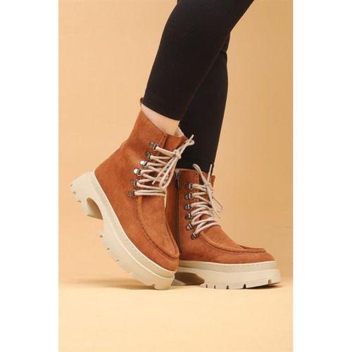 Seria Taba Renkli Fermuarlı Süet Kadın Bot