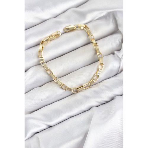 CM Kare Halka Model Gold Renk Pirinç Kadın Bileklik