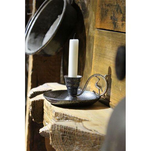 Metal Nostalji Mumluk & El Şamdanı Kendinden Iğneli Mum Hediyeli Gümüş Turna2623-5