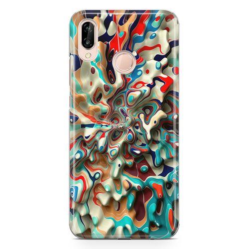 Huawei Nova 3e Kılıf Mermer Cam Göbeği Arka Kapak Koruma Desenli Full Koruyucu