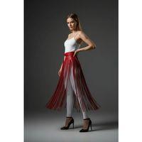 Kırmızı Etek Uzun Püskül Detaylı Etek Suni Deri Etek - Brf1003