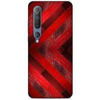 Xiaomi Mi 10 Kılıf Patchwork (28) Arka Kapak Kırmızı Siyah
