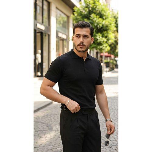 Erkek Düğme Yakalı Kısa Kollu Pamuk Triko Tişört