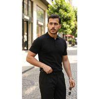 Erkek Düğme Yakalı Kısa Kollu Pamuk Triko Tişört