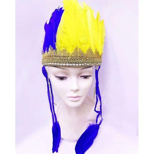 Sarı Lacivert Renk Tüylü Kızılderili Başlığı | Fenerbahçe Taraftar Başlığı