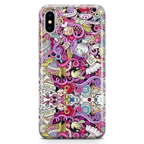 Apple iPhone XS Kılıf Sevgili Doodle Arka Kapak Koruma Desenli Full Koruyucu