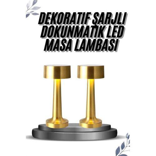 Kablosuz Renkli Masa Ve Gece Lambası Altın Rengi Dokunmatik Led Lamba