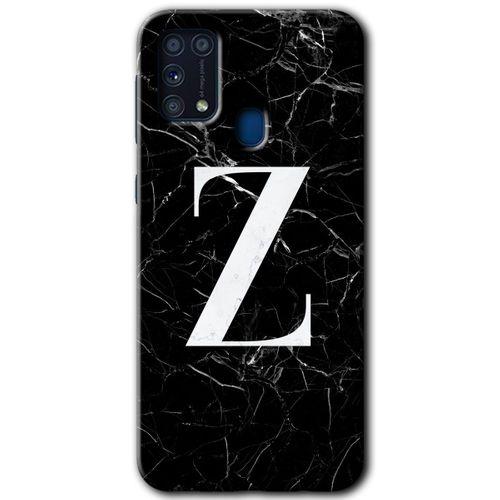 Galaxy M31 Kılıf HD Desen Baskılı Arka Kapak - Siyah Mermer Desenli Z Harfi