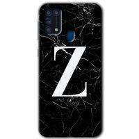 Galaxy M31 Kılıf HD Desen Baskılı Arka Kapak - Siyah Mermer Desenli Z Harfi