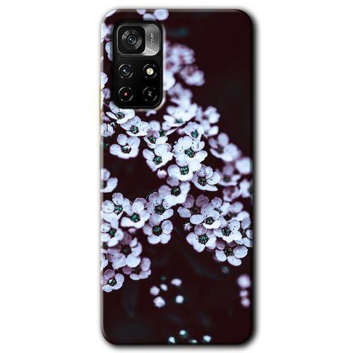 Xiaomi Redmi Note 11T Kılıf HD Desen Baskılı Arka Kapak - Beyaz Çiçek