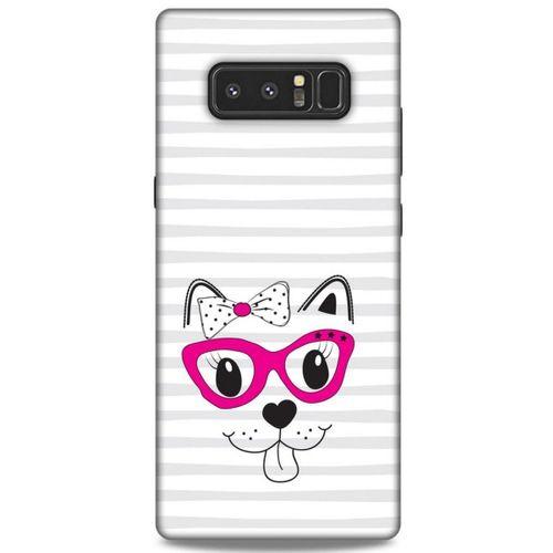 Lopard Samsung Galaxy Note 8 Uyumlu Kılıf Kediler (16) Kalın Kılıf Fuşya Gözlük