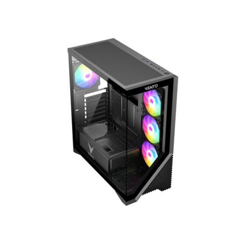 VENTO VG4202FL Mid Tower, 850W 80+ Siyah, Temperli Cam, RGB, ATX GAMING KASA