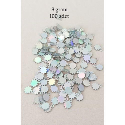 Oya Abiye Bileklik Kolye Pleksi Metalik Plastik Pul Gümüş Renk 8 gram 100 adet - BNC518
