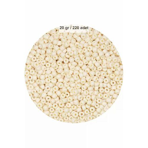 Beyaz Renk 4 mm Yaklaşık 220 adet/20 gram Cam Boncuk Oya Yazma Bileklik ve Kolye