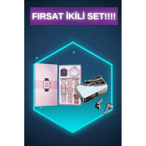 Bileklikli Amoled Ekran Akıllı Saat Ve Dijital Göstergeli Kablosuz Bluetooth Kulaklık Anc/ Enc