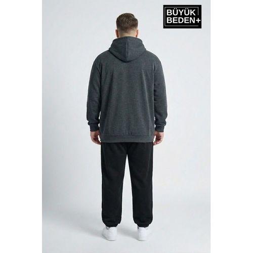 Erkek Büyük Beden İnce Kapşonlu M Baskılı Swatshırt SPR26BSW957-13