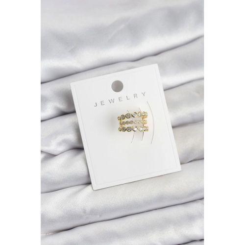 Gold Renk Zirkon Taşlı Pirinç Kıkırdak Earcuff Küpe