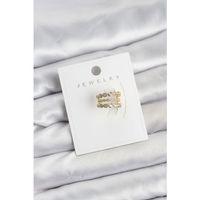 Gold Renk Zirkon Taşlı Pirinç Kıkırdak Earcuff Küpe