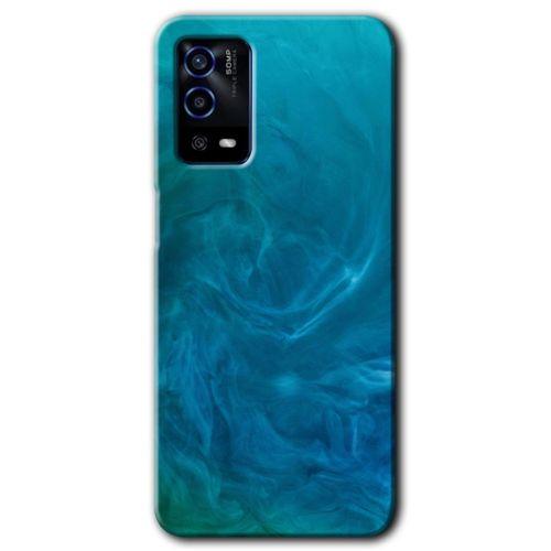 OPPO Oppo A55 Kılıf HD Desen Baskılı Arka Kapak + Temperli Cam - Mavi Aura