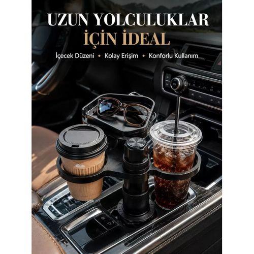 Ayarlanabilir Araç Bardaklık Aparatı Çift İçecek Ve Tepsili Tasarım